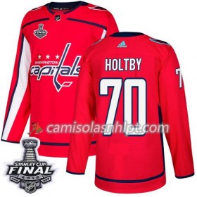 Camisola Washington Capitals Braden Holtby 70 2018 Stanley Cup Final Patch Adidas Vermelho Authentic - Homem